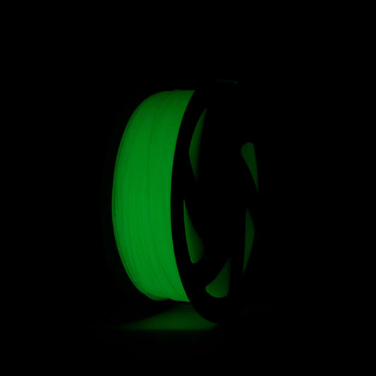 Yellow Glow PETG Filament 1.75mm shown in the Dark